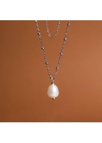 Holzkern Collane Donna Argento e Perla Bianca
