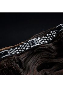 Holzkern bracelet for Men Pentachord (Black marble/Silver) made of natural wood, size adjustable