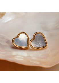 Holzkern Earrings Women Gold and Nacre