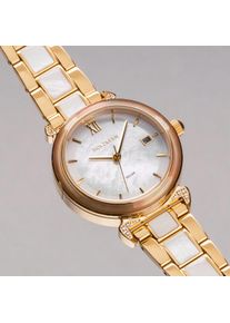 Holzkern; Wood Watch Sunglister (White mother-of-pearl/Gold), Women, Natural wood