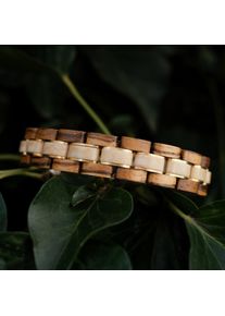 Holzkern Armband Terzett (Zebrano/Marmor), Naturholz, Damen und Herren, größenverstellbar