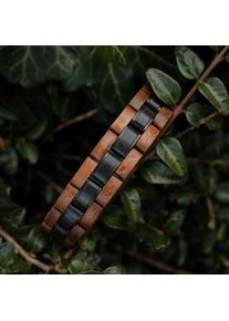 Holzkern Armband Terzett (Akazie/Schiefer), Naturholz, Damen und Herren, größenverstellbar