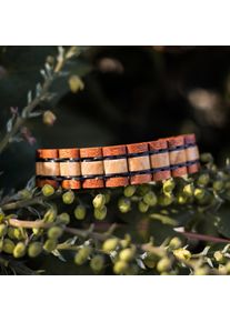 Holzkern Armband Largo (Mahagoni/Marmor), Naturholz, Damen und Herren, größenverstellbar