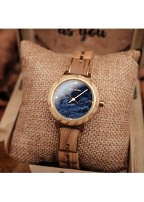 Holzkern; Wood Watch Urania (Olive/Sodalite), Women, Natural wood