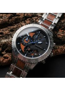 Holzkern; Wood Watch Al-Battani (Koa/Jet Black), Men, Natural wood