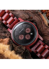 Holzkern; Wood Watch Forest Berry (Amaranth/Midnight-black), Men, Natural wood