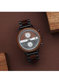 Holzkern Holzuhr Vasco (Mahagoni/Marmor), Herren, Naturholz