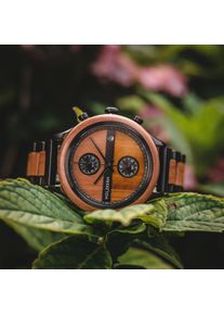 Holzkern Holzuhr Akashi (Apfel/Tigerauge), Herren, Naturholz