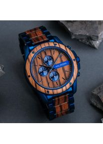 Heren Horloges Garreth Blauw Zebrano & Roestvrij staal Holzkern