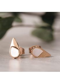 Holzkern Earrings Women Rose Gold and White Nacre