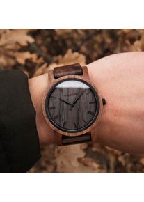 Houten horloge spring evening, fijne textuur walnoothout