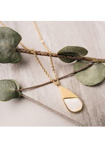 Holzkern Collares Mujer Oro y Nácar blanco