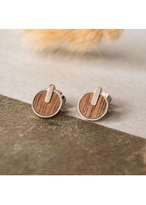 Holzkern Earrings Women Silver and Walnut