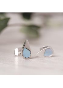 Holzkern Earrings Women Silver and Blue Nacre