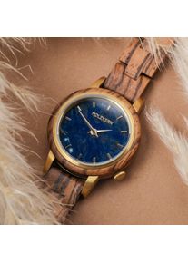 Holzkern; Montre en bois Balos (Zebrawood/Marbre), Femme, Bois naturels