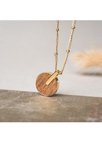 Collier femme Opacity, or avec pendentif en bois de marbre