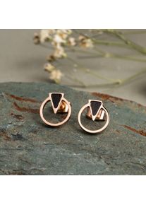 Holzkern Earrings Women Rose Gold and Wenge