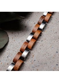 Holzkern Bandlet Rondo (Koa/Zilver), Natuurlijk hout, heren en dames, in maat verstelbaar
