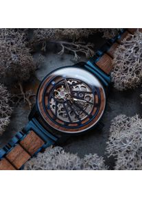Skeleton automatic watch for men Cobalt, Innovative Design, Blue Stainless Steel