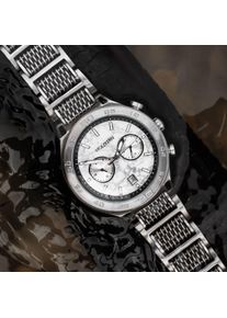 Men's Business Wrist Watch Elqui Classic Two Eye Five Needle Dial Silver Stainless Steel Strap Waterproof