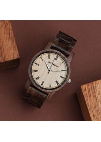 Houten horloge Fall Dusk, bruine houten band en wijzerplaat
