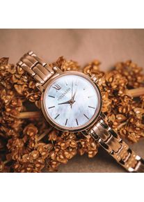 Holzkern; Wood Watch Eris (Nacre/Rose Gold), Women, Natural wood