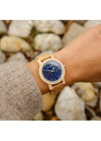 Holzkern; Drewniany zegar Water (Klon/lapis lazuli), Damskie, Naturalne drewno