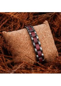 Holzkern Armband Dreiklang (Amaranth/Grau), Naturholz, Damen und Herren, größenverstellbar