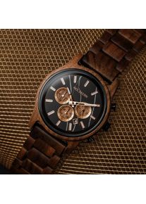Wood Watch for Men Thicket, Black Marble Dial & Walnut Wood Bracelet