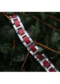 Holzkern Armband Acoustic (Amaranth/Silber), Naturholz, Damen und Herren, größenverstellbar