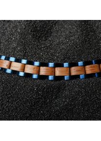Holzkern Armband Dreiklang (Eiche/Blau), Naturholz, Damen und Herren, größenverstellbar