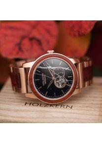 Holzkern Holzuhr Sydney (Padouk/Marmor), Herren, Naturholz