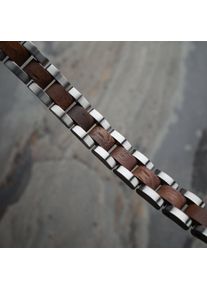 Holzkern Armband Dreiklang (Walnuss/Silber), Naturholz, Damen und Herren, größenverstellbar