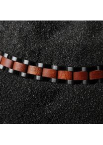 Holzkern Armband Dreiklang (Mahagoni/Schwarz), Naturholz, Damen und Herren, größenverstellbar