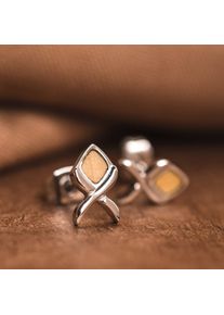 Holzkern Earrings Women Silver and Olive