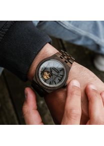 Holzkern Holzuhr Zenon (Leadwood/Marmor), Herren, Naturholz