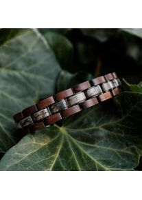 Holzkern Armband Terzett (Walnuss/Marmor), Naturholz, Damen und Herren, größenverstellbar