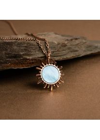Collar Oro Rosa Con Colgante 10mm De Nácar Color Azul, Holzkern