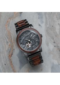 Holzkern Holzuhr Chicago (Walnuss/Marmor), Herren, Naturholz