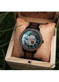 Automatic Skeleton Watch for Men, made out of Wood and Stainless Steel