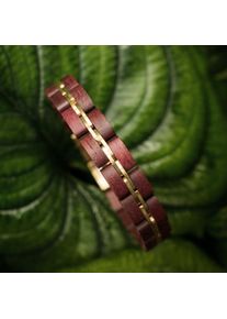 Bracelet Holzkern pour homme et femme Bel Canto (Amarante/Or) en bois naturel, taille ajustable