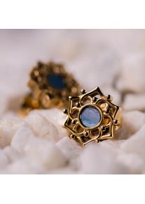 Pendientes Oro 24K Con Flor De Nácar Color Azul, Holzkern