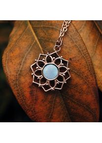 Rose Gold Women Necklace with Blue Light Nacre Pendant
