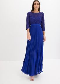 Robe en crêpe avec dentelle et jupe plissée - bleu - taille 52 - bonprix