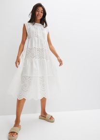 Robe midi à dentelle - blanc - taille 50 avec coton - bonprix