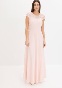 Robe en crêpe avec dentelle et détail à nouer - rose - taille 38 - bonprix