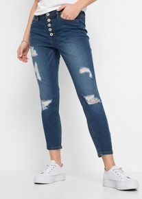 Jean skinny taille mi-haute effets destroy - bleu - taille 40 avec coton - bonprix