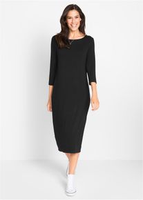 Robe T-shirt manches 3/4 - noir - taille 38/40 (S) - Viscose - bonprix