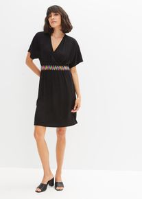 Robe en jersey avec galon décoratif - noir - taille 38/40 (S) - bonprix