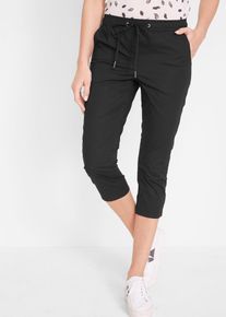 bonprix Mujer, Pantalón 3/4 con cordón, negro, 42